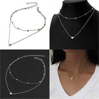 Colar Feminino Choker Gargantilha Coração com Duas Camadas