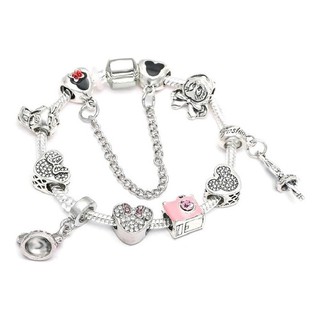 Pulseira Berloque Charms Prata Minie Mickey Fashion Oferta