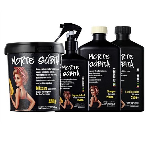 Kit Morte Subita Shampoo, Condicionador, Máscara, Reparação Total Spray Lola Cosmetics