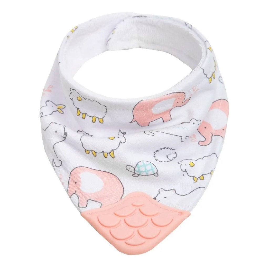 Bandana Infantil Com Mordedor Animais Rosa 15285 - Buba em Oferta na Shopee