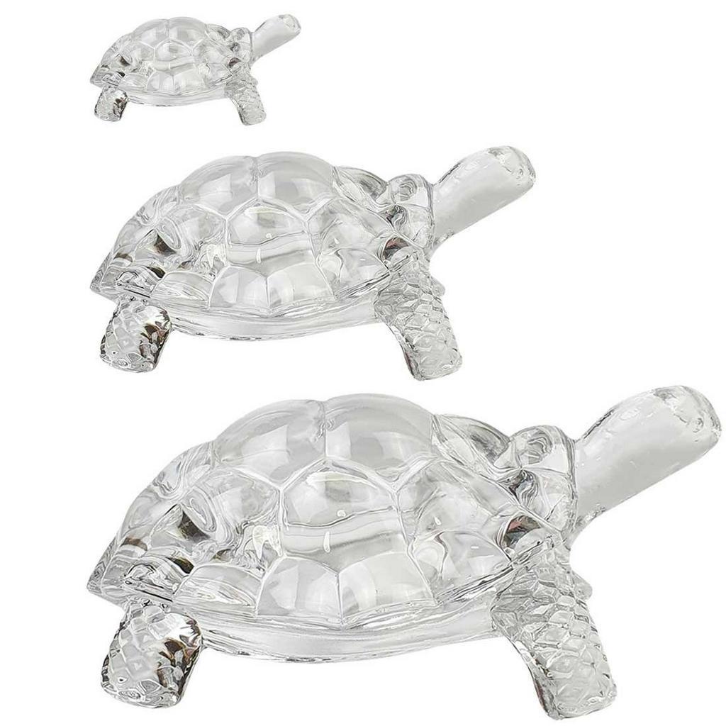Conjunto com 3 Tartarugas Decorativas de Vidro