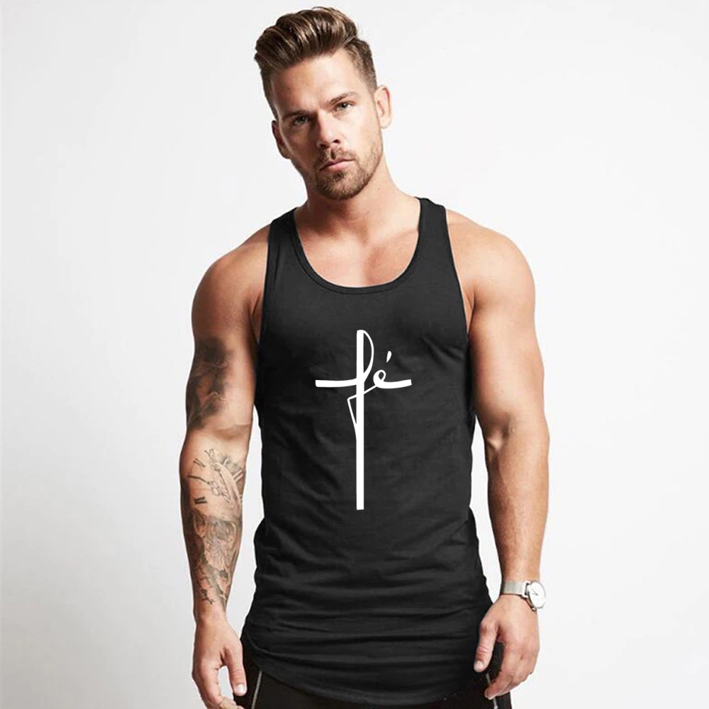 Regata Masculina Cavada bd Nadador Americana Longline Fé Cruz Cristã Fitness Academia