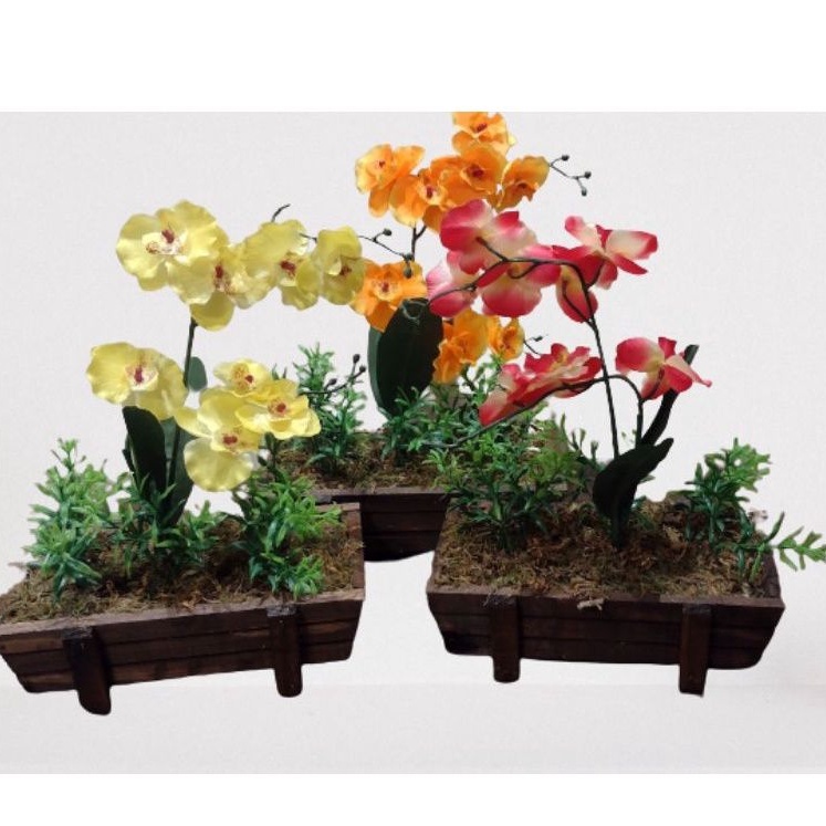 Arranjo Flor Orquídea Artificial Vaso Pinus Enfeite Decoração Presente |  Shopee Brasil
