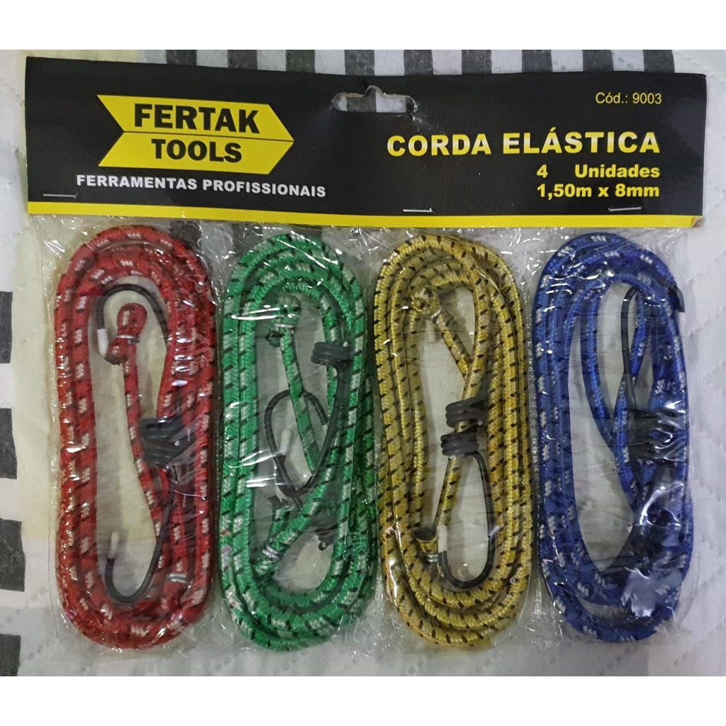 Corda Elástica (extensor) gancho P/ bagageiro moto/bicicleta 1,50m e 2m -  Escorrega o Preço