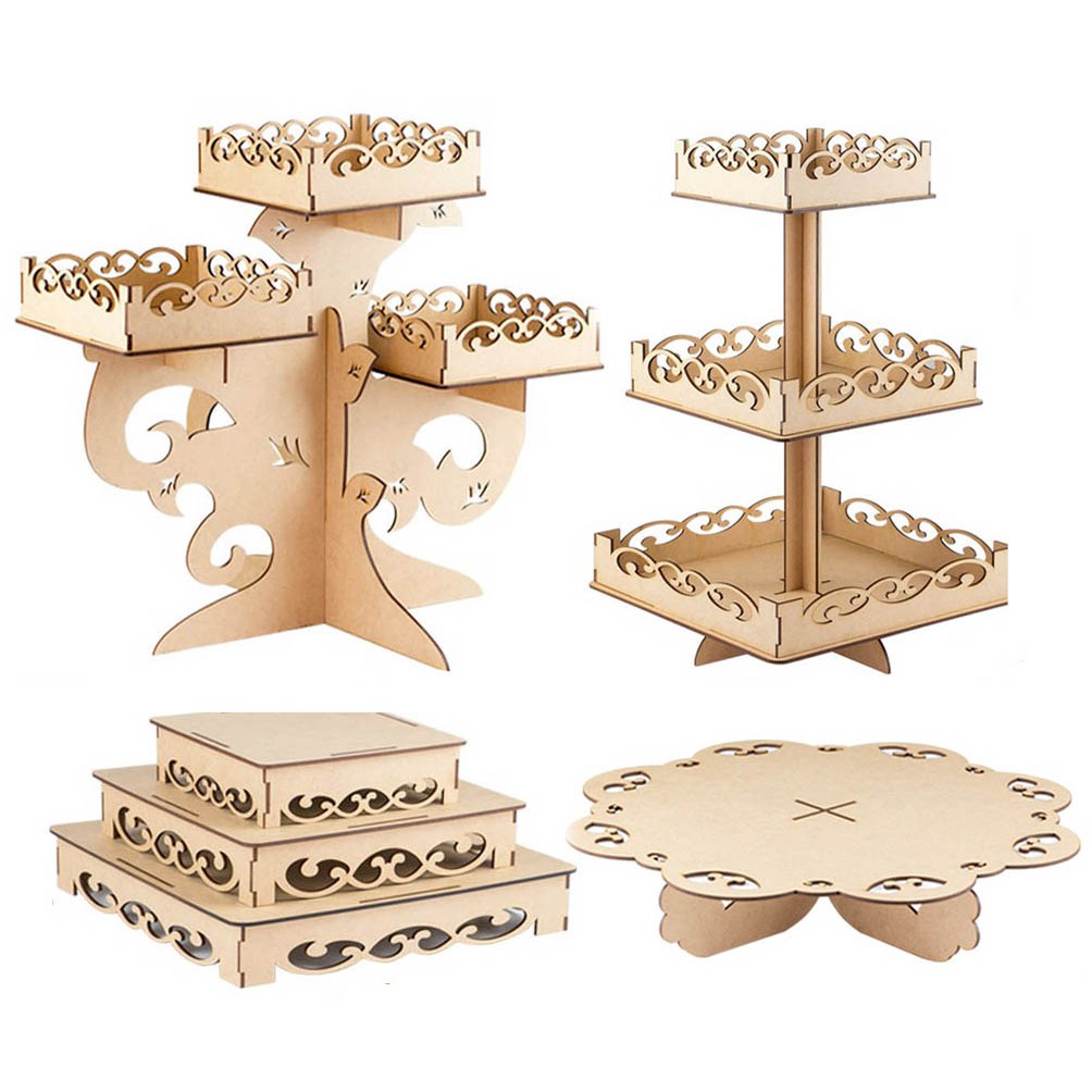 Kit Festa Provençal Arvore de Doces Decoração Mesa Com Torre e Boleira Em Mdf 3mm