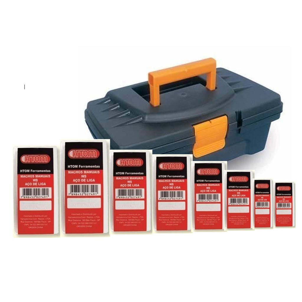 Kit Jogo de Macho para Mecânico - M3 + M4 + M5 + M6 + M8 + M10 + M10x1 + M10x1,25 + 1 Vira Macho Reto!