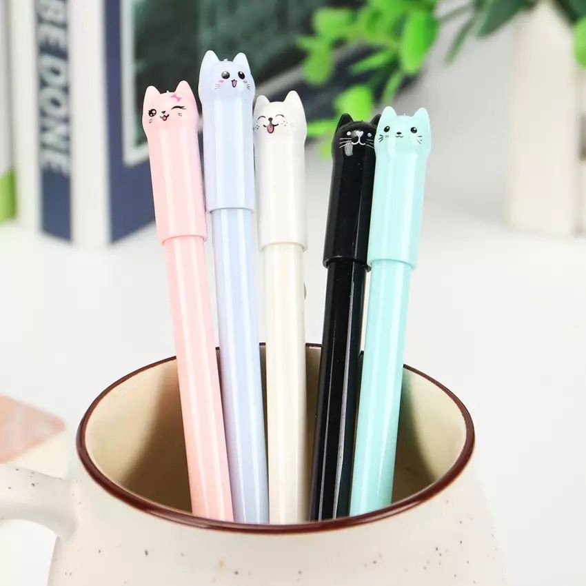 Caneta colorida gato fofa Divertida Gel para Material Escolar Faculdade Papelaria Crianças Volta às aulas