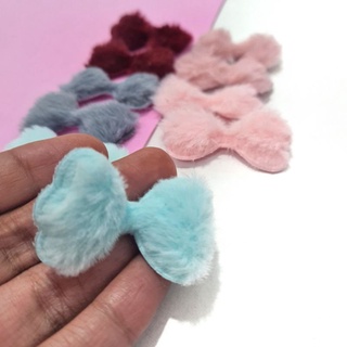 Laço de pelúcia - Aplique pompom - 3x5cm - Unidade