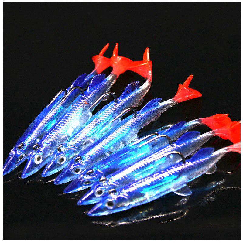 Cauda T Único Grub Maggot Isca Soft 8 cm / 6g 3d Olhos Único Gancho Isca De Pesca Do Mar