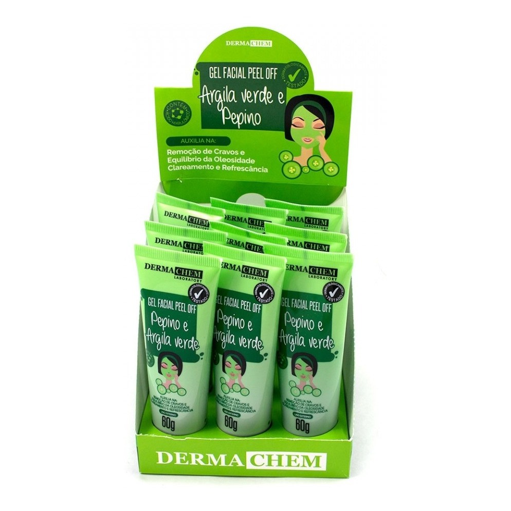 Box 9 Gel Peel Off Pepino E Argila Verde 60g