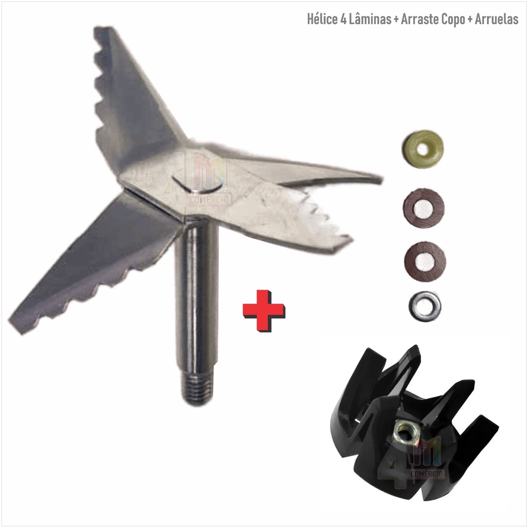 Kit Lâmina Hélice Compatível Liquidificador Mondial Linha L-51 a L-55 em Oferta na Shopee