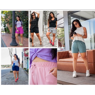 Shorts até Plus Size Malha Moletinho com Viscose e Elastano Muito Confortável P ao G3- Veja nas fotos as medidas em centímetros