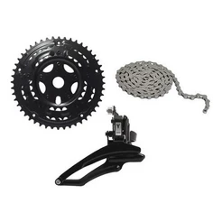 KIT RELAÇÃO BIKE COM CÂMBIO DIANTEIRO + COROA TRIPLA + CORRENTE