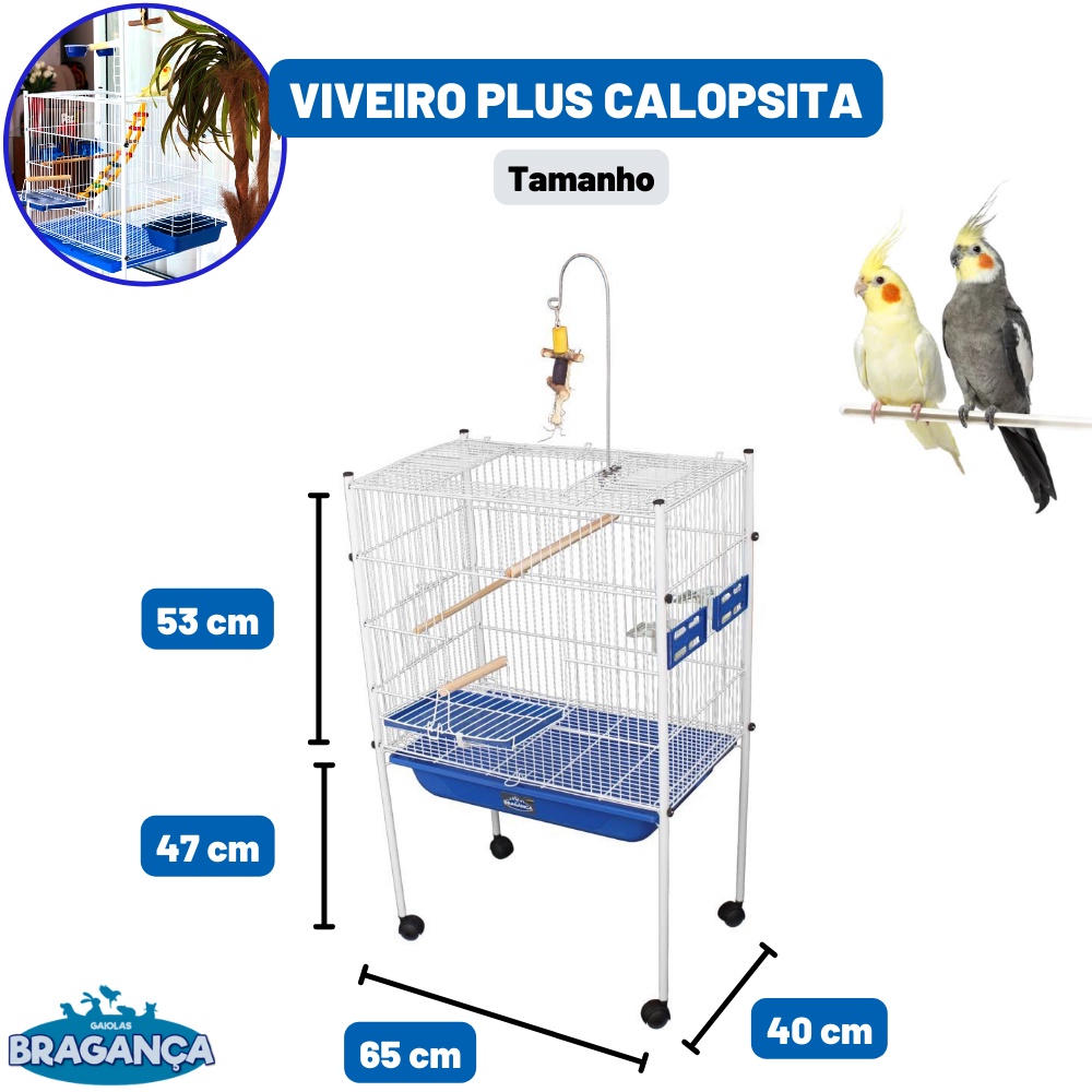 Viveiro Calopsita Bragança Plus Cocota Agapornis Aves Comedouros Brinquedos Acessórios Balanço