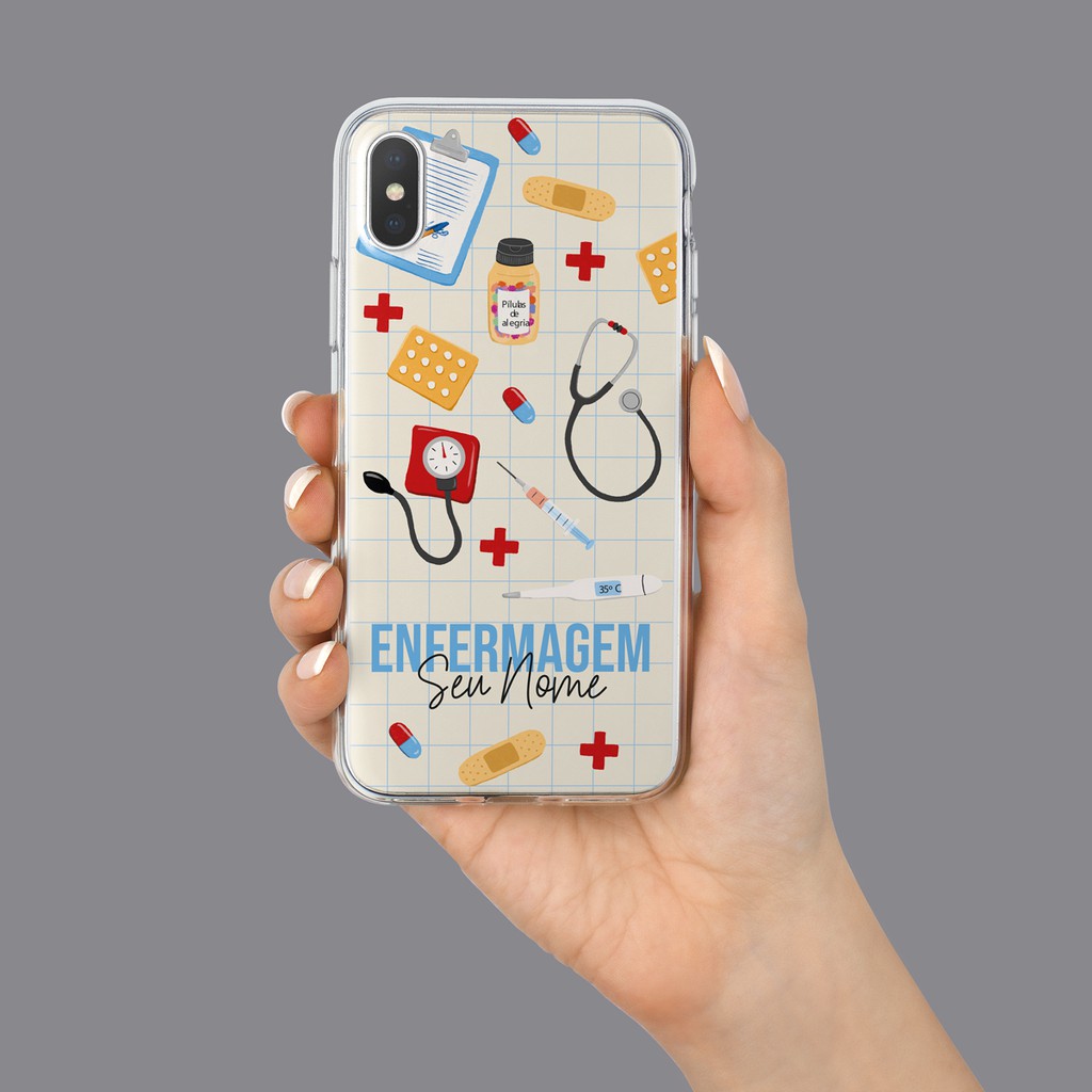 Capa Capinha de Celular Personalizada com sua Profissão - Enfermagem em Oferta na Shopee