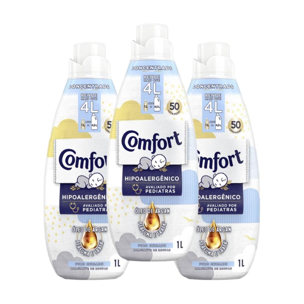 Kit 3 Amaciantes Comfort Concentrado Puro Cuidado 1l em Oferta na Shopee