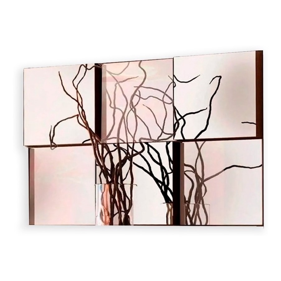 Espelho Decorativo 3d Vidro Módulos Liverpool Mdf Relevo 6pçs