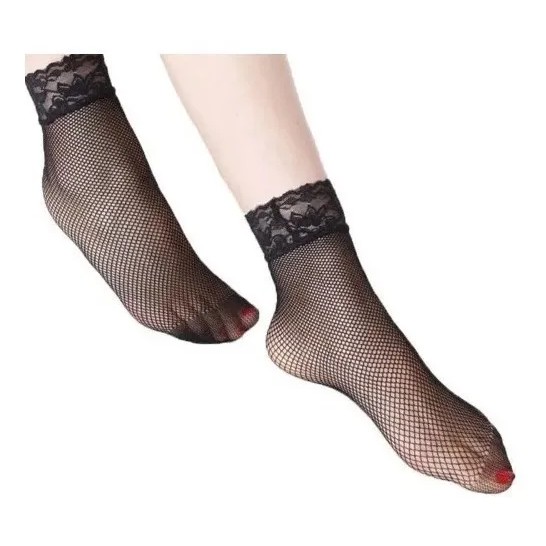 Par de Meia Meias Feminina Renda Rendada Preta Shopee Brasil