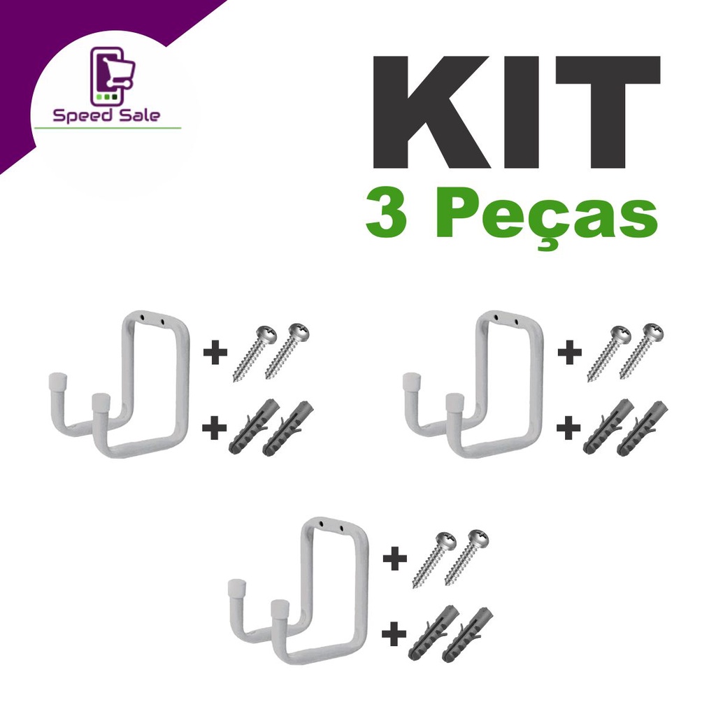 Kit com 3 Suporte de Bike Mangueira Bicicleta Para Parede - Multiuso escada Vassoura Universal Compativel Com Mtb Speed Caloi