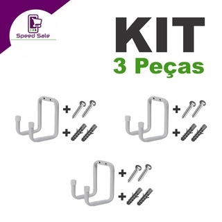 Kit com 3 pçs Suporte Aço Multiuso 20kg Bike Mangueira Escada Parede Bicicleta mtb 14cm