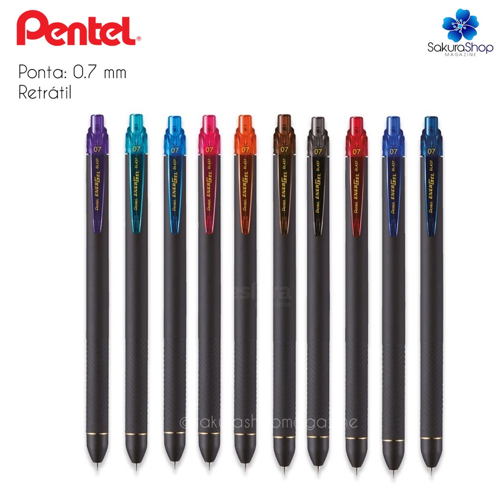 Caneta Gel PENTEL Energel Black 0.7 Mm Retrátil Bujo Bullet Journal ...