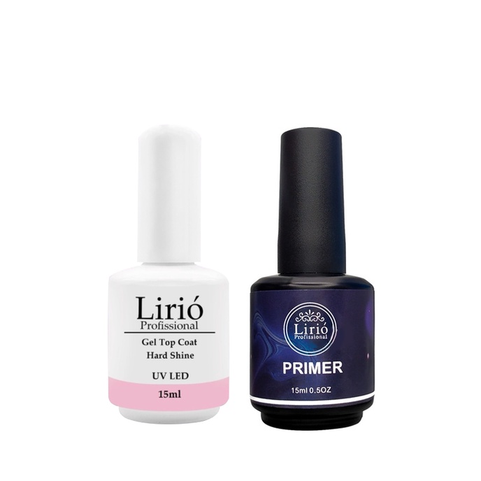 Kit Lirió Top Coat + Primer Unhas Nail Gel Acrygel Fibra