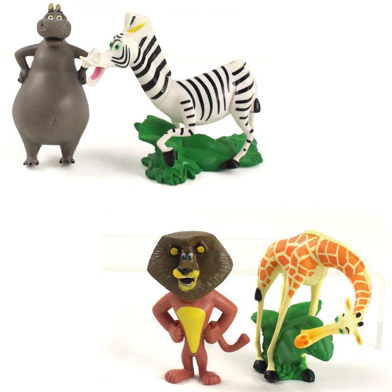 4 Pçs/Lote Filmes & TV Madagascar Alex Gloria Marty Melman PVC Action Figure Modelo Brinquedos Boneca Para Crianças Pres em Oferta na Shopee