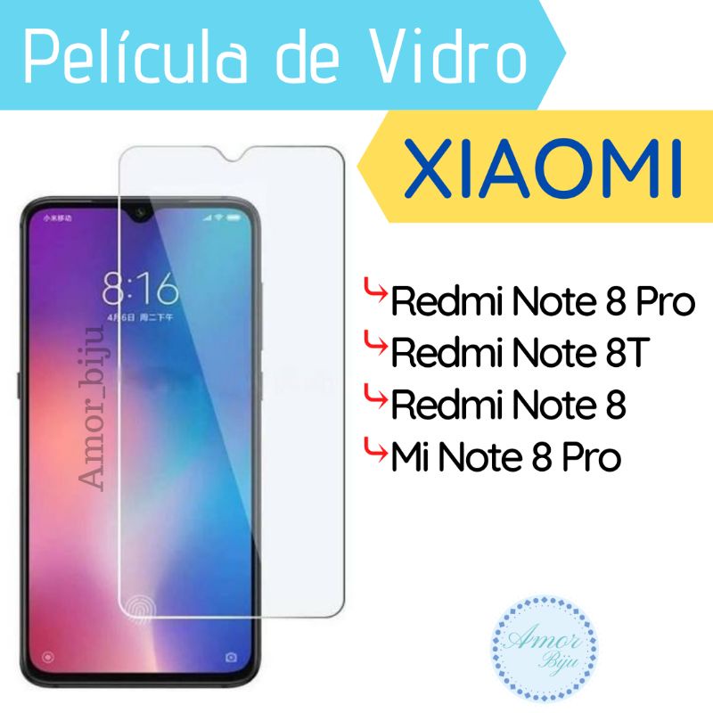 Película de Vidro Xiaomi Redmi Note 8 Pro / Note 8T / Note 8 / Mi Note 8 Protetor de tela celular smartphone