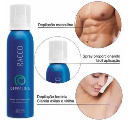 Mousse Depilatório Depeeling Racco Depilação Sem Dor 150ml. Creme Para Depilar Racco Creme depilatorio racco