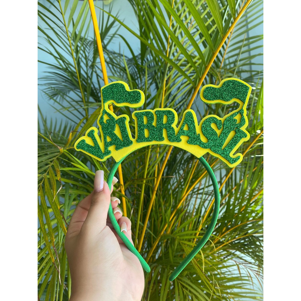Tiara Vai Brasil Em Eva De Glitter Com 1 Unidade - Atenção Na Descrição - Duas Cores Disponíveis