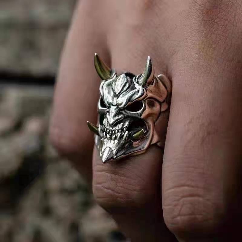 Anel De Caveira Gótico Para Homens , Joia Vintage Punk Motociclista , Acessório De Halloween