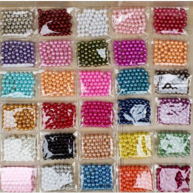 KIT de Pérolas ABS 8MM - 05 PACOTES com 50 unidades cada - Furo Passante