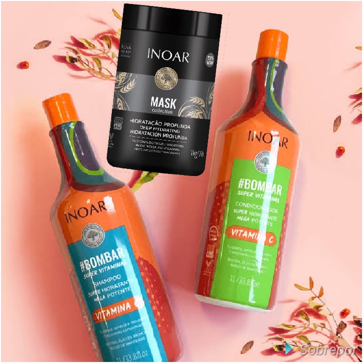 Kit Inoar Bombar e Mask (Shampoo+Condicionador+Mascara) 1kg | Shopee Brasil