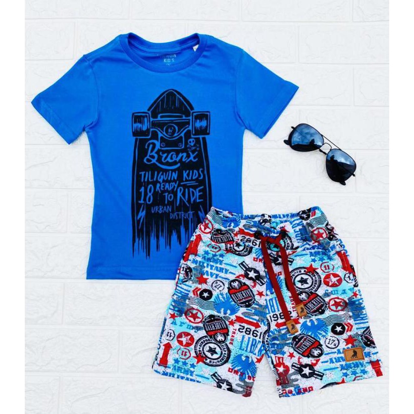 Conjunto Infantil Masculino Bermuda Infantil + Blusa Conjunto para Meninos