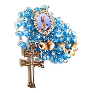 Terço Nossa Senhora Dos Navegantes - Cristal 8mm E Conhchas em Oferta na Shopee