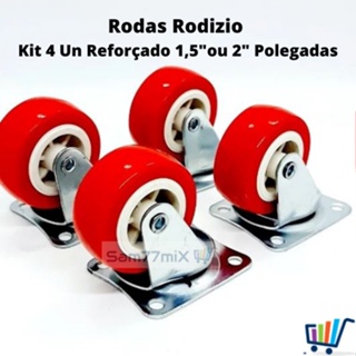 Rodas Rodizio Giratório Kit 4 Unidades Reforçado 1,5 e 2 Polegadas Poliuretano Anti Risco Para Moveis Pesado Capacidade em Oferta na Shopee