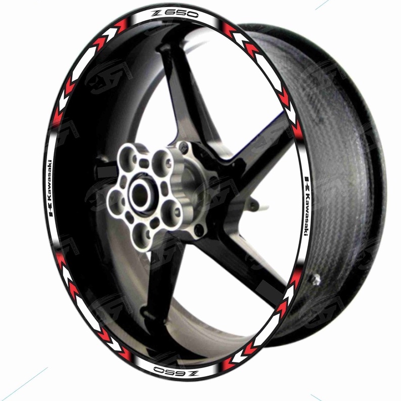 Adesivo Friso Refletivo Roda Moto Kawasaki Z650 Z 650 M01 branco vermelho