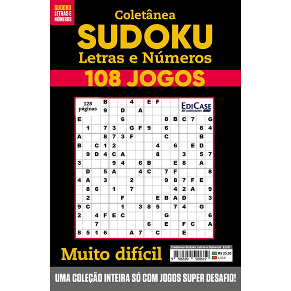 Coletânea Sudoku Letras e Números ed.01 - 128 págs.  Muito Difícil em Oferta na Shopee
