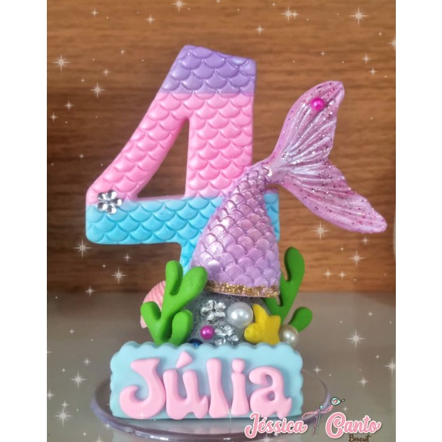 Vela de Aniversário Sereia / Decoração de Festa Infantil Sereia / Fundo do Mar / Cauda Sereia em Oferta na Shopee