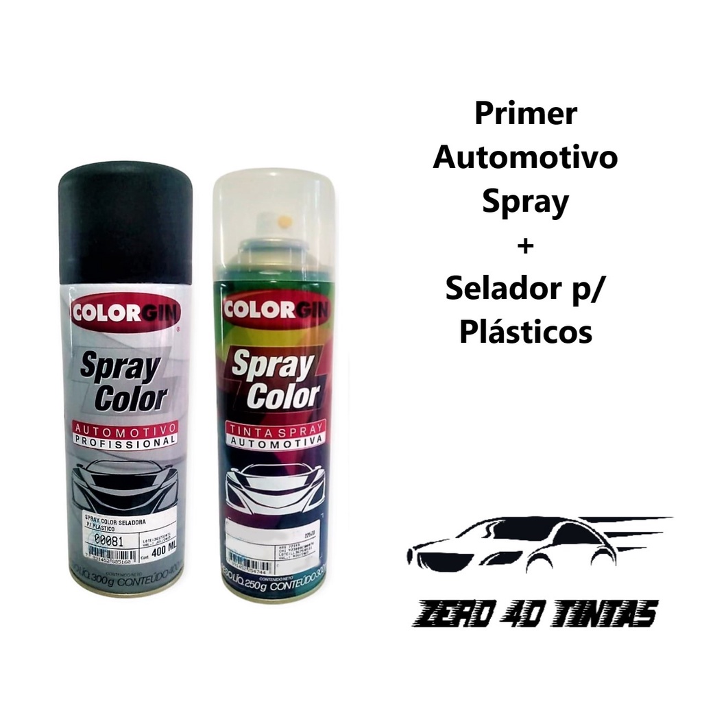 Primer Automotivo Spray 300ml + Selador p/ Plásticos 400ml Colorgin