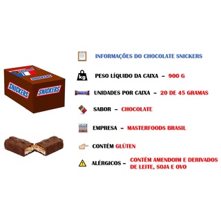 Chocolate Snickers Caixa Com 20 Un De 45 Gr | Shopee Brasil