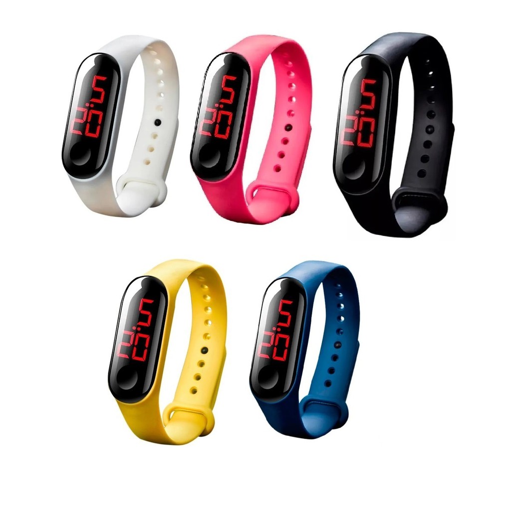 Relógio Digital Unissex Led Sport com Pulseira de Silicone Colorida Adulto e Infantil Shopee