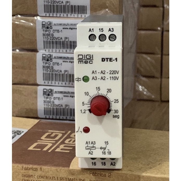 Relê de tempo eletrônico DTE-1 30 Seg 110-220v Digimec