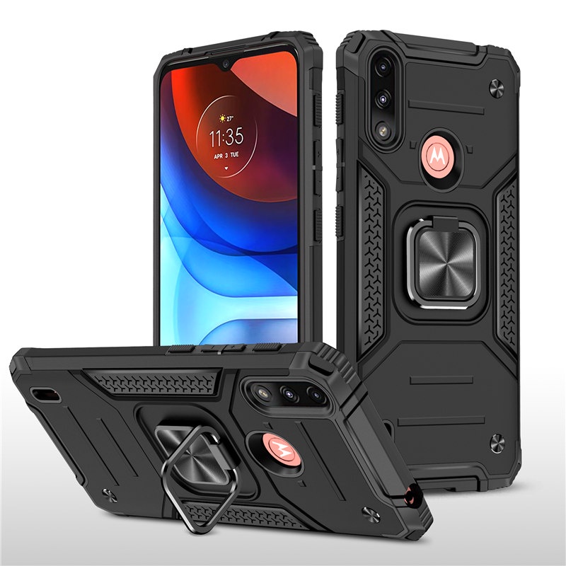 Capa Case Anti Impacto Anel Metal para Moto E7 Power Xt2097-5(película de vidro opcional)