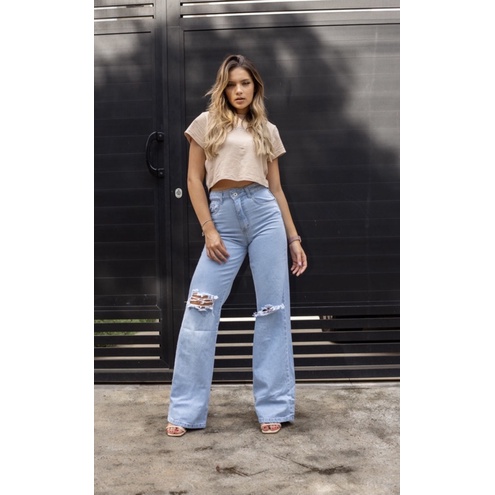 Calça Jeans feminina Pantalona jeans Calça Wid leg