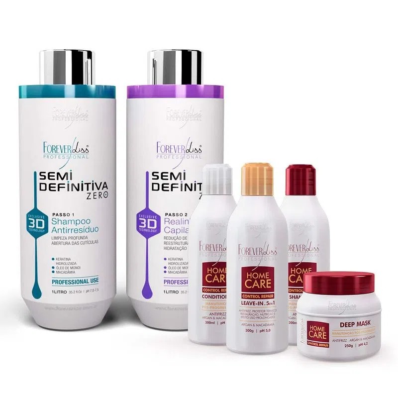 Kit Nova Escova Semidefinitiva Zero 2x1L com Kit Pós Progressiva Forever Liss