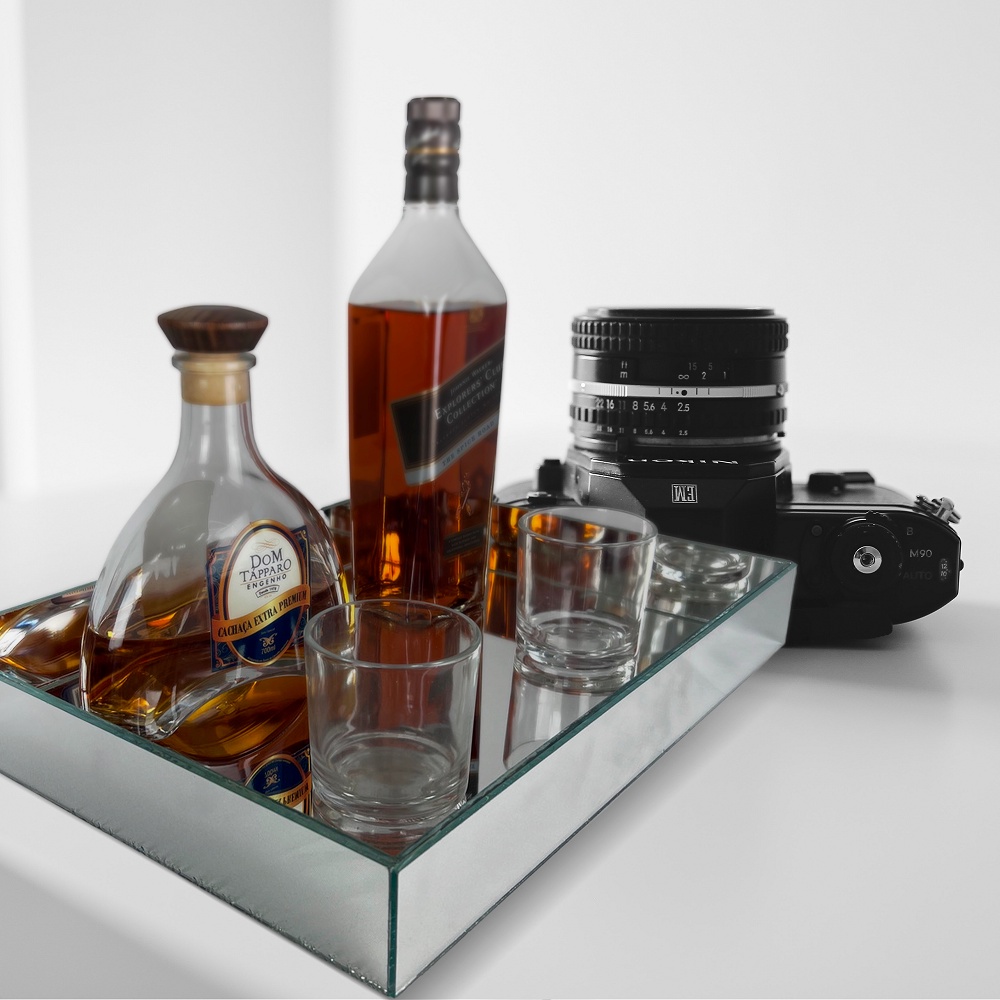 Detalhes do Bandeja Espelhada De Mesa Para Sala Jantar 30x40 Promoção