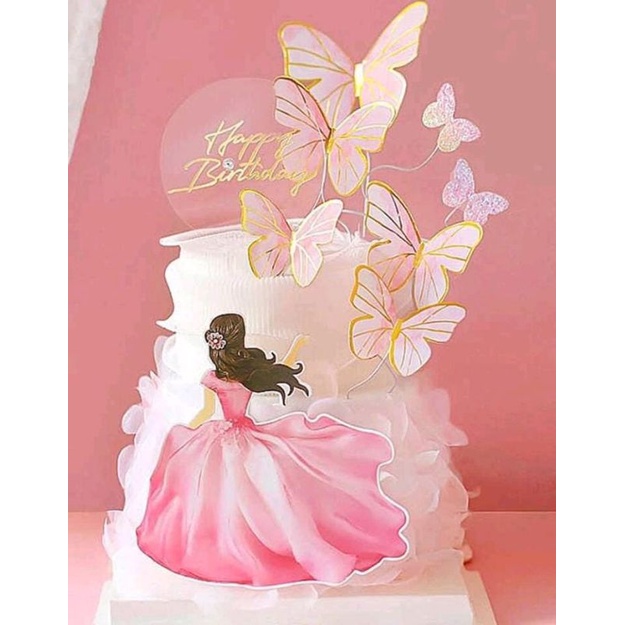 7 peças de topo de bolo padrão borboleta Topper Para Bolo/ festa/Decoração