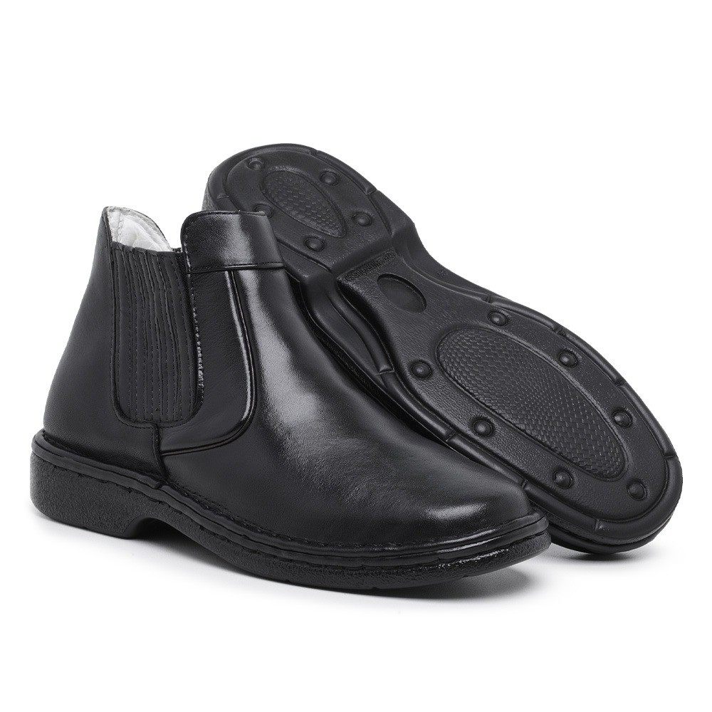 Botina Anti Stress Ortopédico Masculino Em Couro Confortável