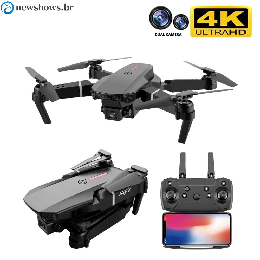 Drone E88 Pro 4K HD Dual Camera Posicionamento 1080P WiFi FPV Novo 2022 Altura Manter Profissional RC Quadcopter